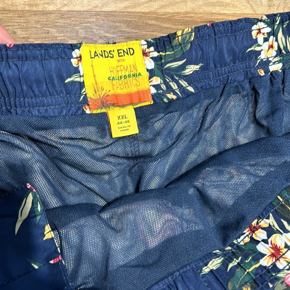 LANDS END W/ HOFFMAN CALIFORNIA MENS SWIN TRUNKS FLORAL BLUE Sz XXL - Picture 4 of 7